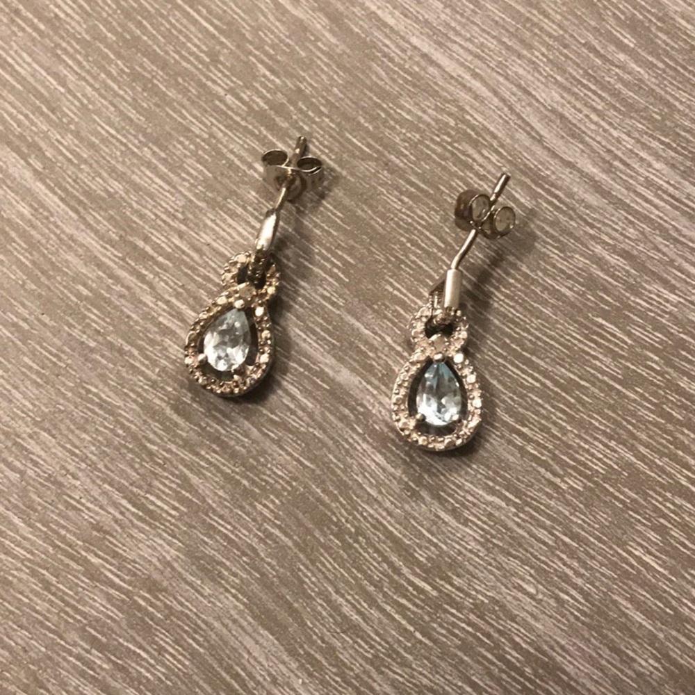 NWOT Blue-Jeweled Sterling Silver Earrings